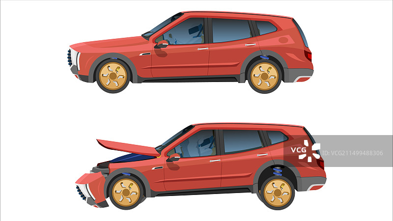 车辆损坏状态红色图片素材