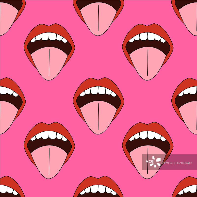 吐舌头的嘴巴无缝图案图片素材