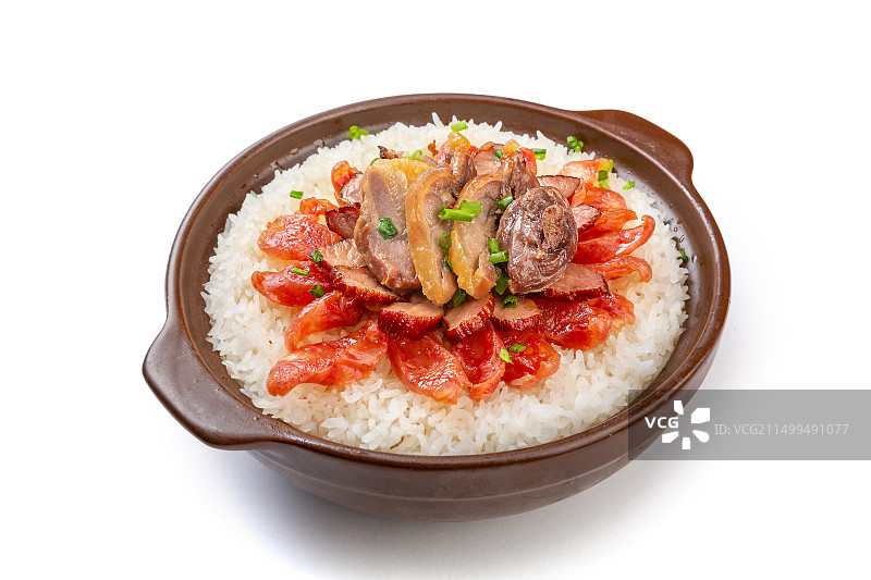 腊肠腊鸭双拼腊味煲仔饭图片素材