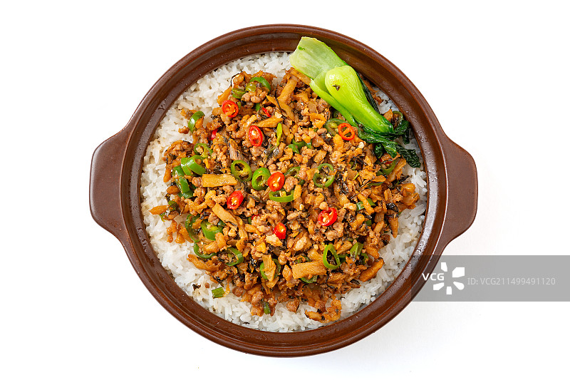 外婆菜肉沫煲仔饭图片素材
