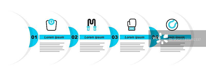 网球拳击手套跳绳线性图标图片素材