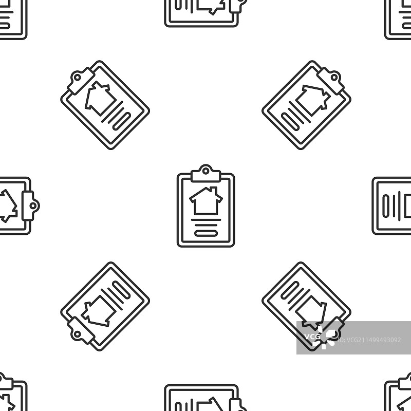 灰色线条房屋合同图标，无缝图片素材