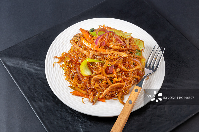 榨菜肉丝炒米粉图片素材