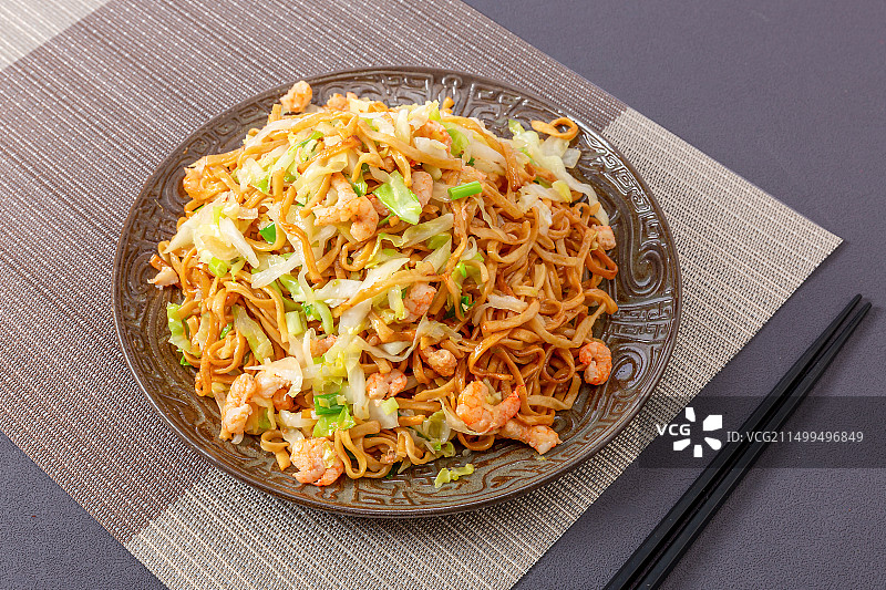 虾仁炒伊面图片素材