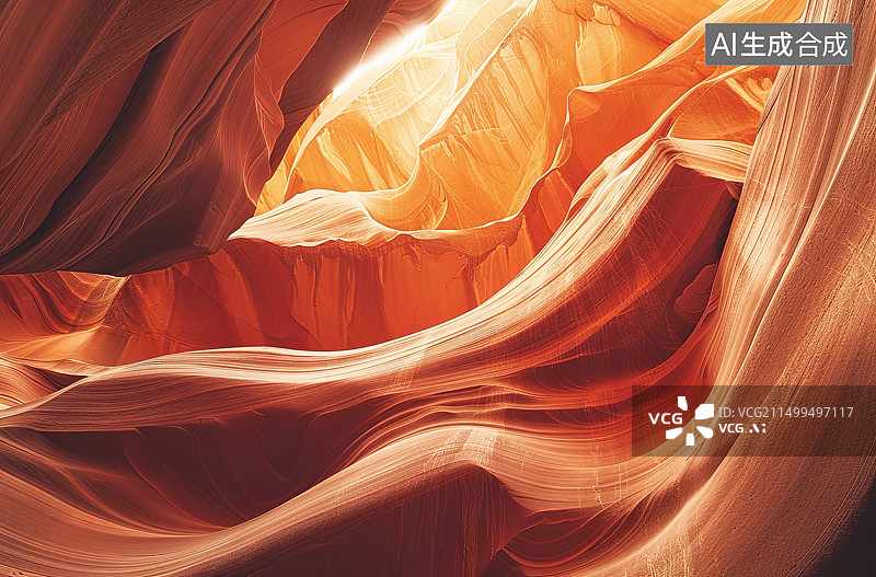 【AI数字艺术】阳光透过羚羊峡谷的低角度视角照射图片素材