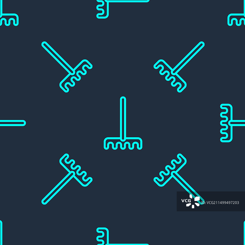 绿色线条花园耙图标，无缝隔离图片素材