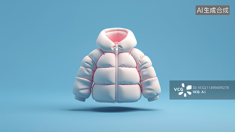 【AI数字艺术】浅色3D羽绒服蓝底背景图片素材