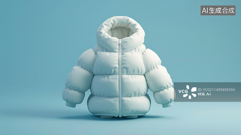 【AI数字艺术】浅色3D羽绒服蓝底背景图片素材