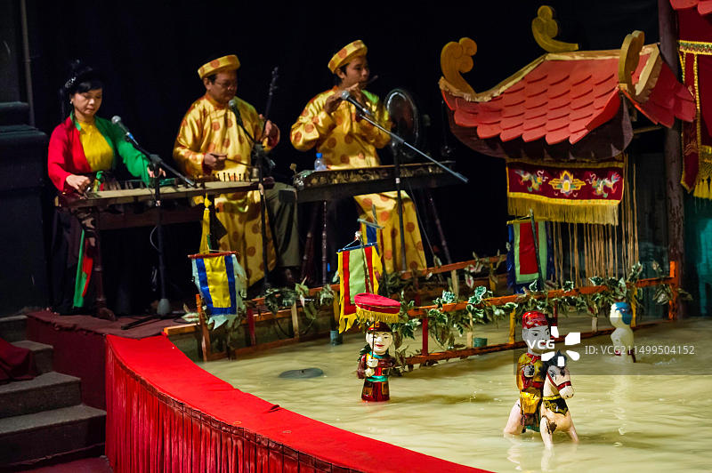 越南胡志明市（西贡）阮氏明开水木偶戏表演图片素材