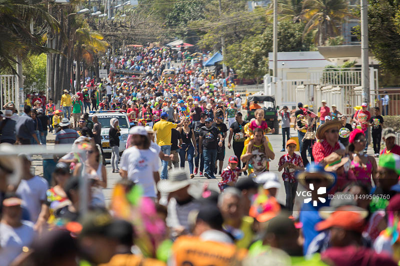 鲜花大战：狂欢节的游行活动图片素材