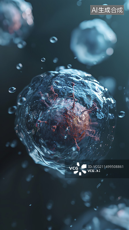 【AI数字艺术】3D渲染细胞细胞核图片素材