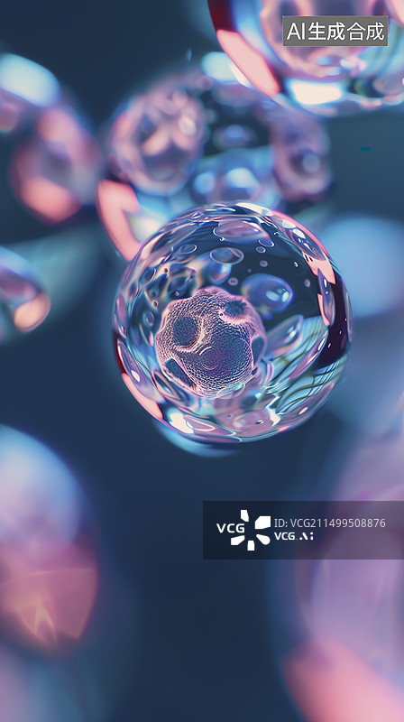 【AI数字艺术】3D渲染细胞细胞核图片素材