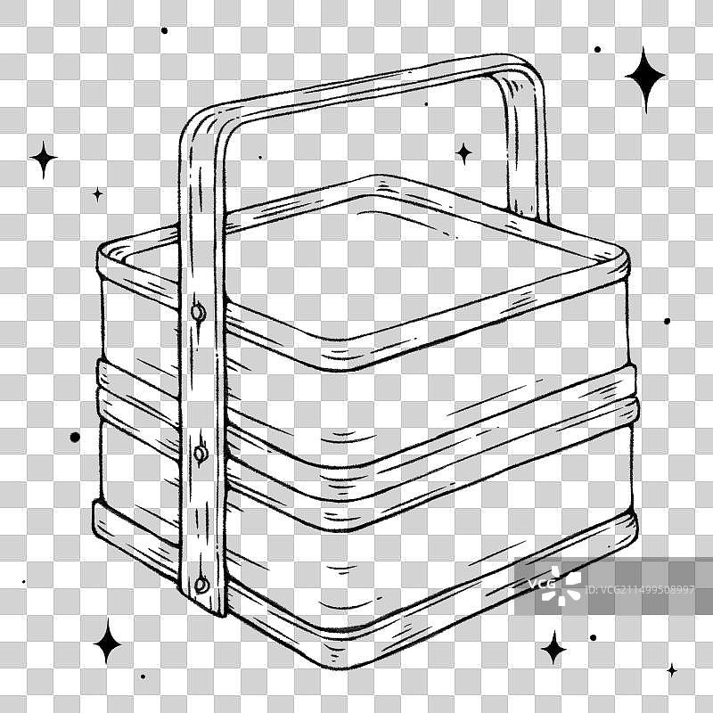 国风食盒提篮线稿图片素材