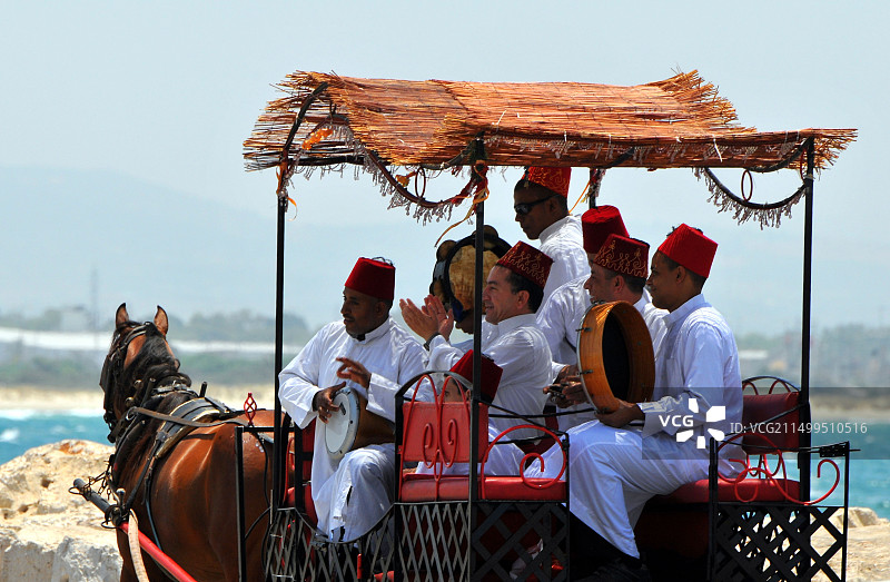 以色列西部加利利阿卡老城当地阿拉伯乐队图片素材