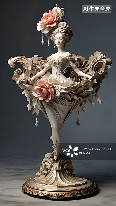 【AI数字艺术】黑色背景下的雕像特写镜头图片素材