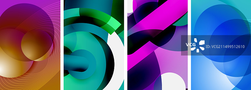 四种不同颜色的抽象拼贴画图片素材