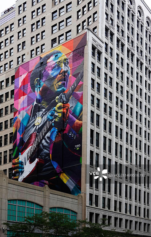 美国伊利诺伊州芝加哥玛迪·沃特斯壁画图片素材