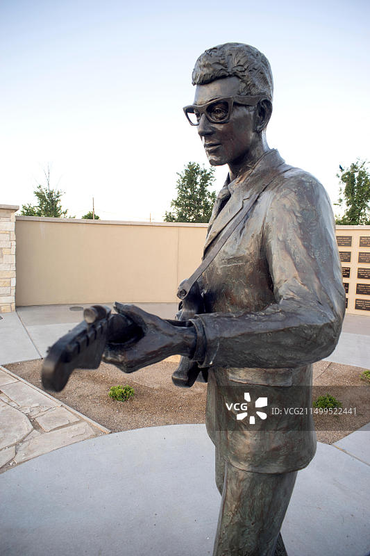 德克萨斯州拉伯克的巴迪·霍利雕像图片素材