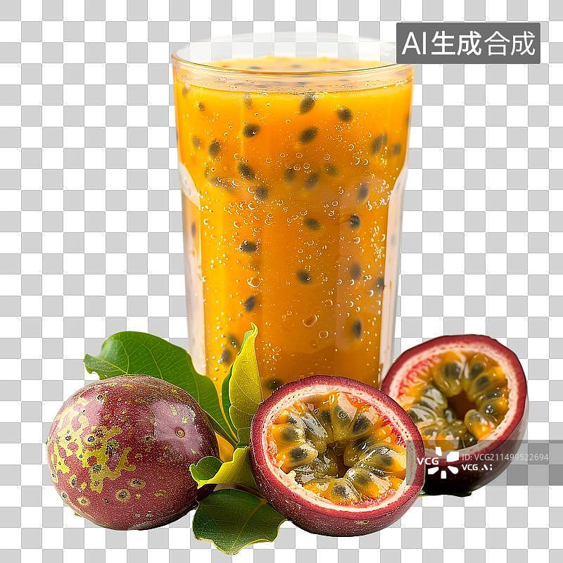 【AI数字艺术】百香果果汁饮料PNG设计元素图片素材