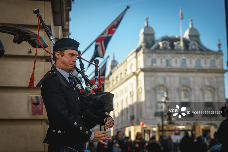 皮卡迪利广场苏格兰风笛手图片素材