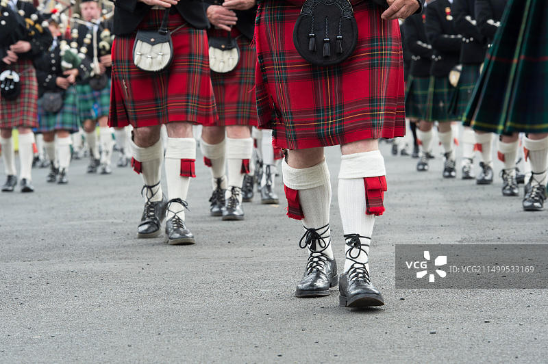 苏格兰凯尔索弗洛尔斯城堡的风笛乐队图片素材