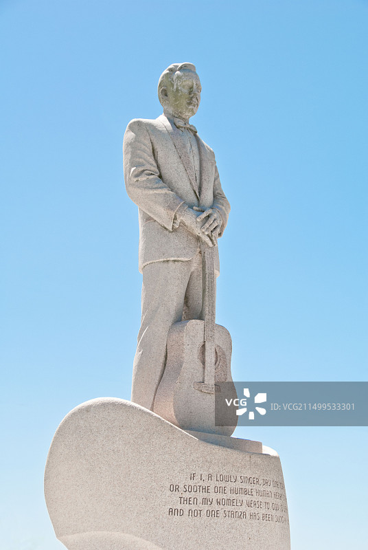 吉姆·里夫斯纪念公园，这位著名乡村歌手的雕像在1964年的一次飞机失事中丧生，美国德克萨斯州迦太基图片素材