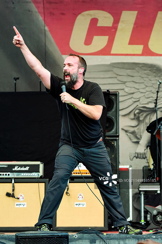 曼斯菲尔德，俄亥俄州，2008年7月15日。Clutch乐队的Neil Fallon在2018年Inkarceration音乐节上。图片来源：Ken Howard/Alamy图片素材