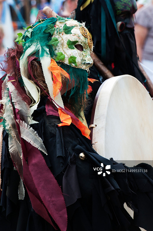 特克斯伯里中世纪节上的莫里斯舞者，格洛斯特郡，英格兰图片素材