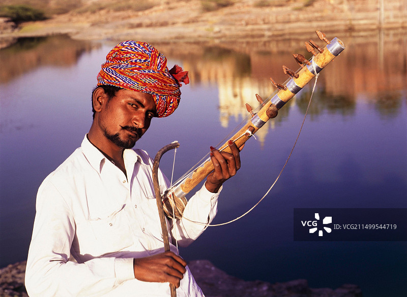 印度拉贾斯坦邦焦特布尔贾斯旺特·塔达音乐家图片素材