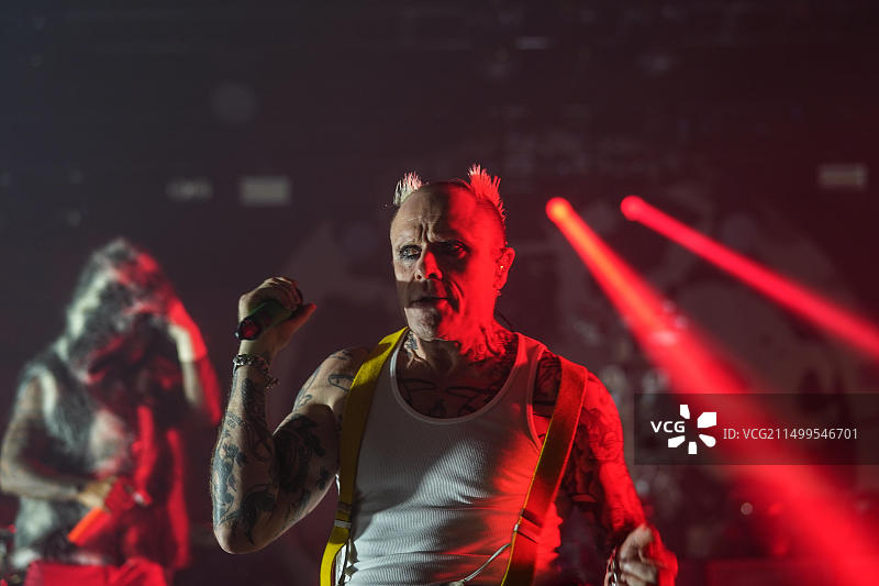 The Prodigy乐队的Keith Flint在伦敦Brixton O2学院现场表演图片素材