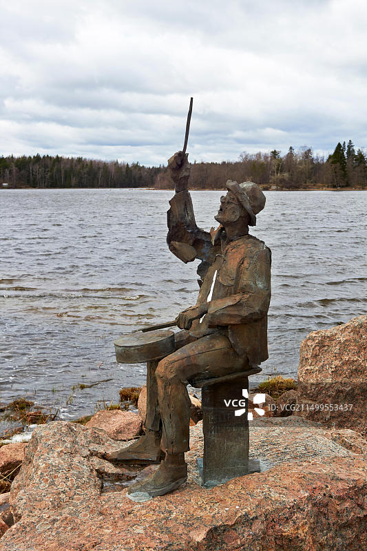 芬兰Hamina的Pelle Miljoona雕像图片素材