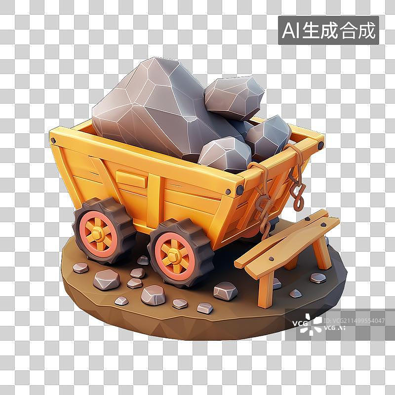 【AI数字艺术】三维卡通矿车素材图片素材