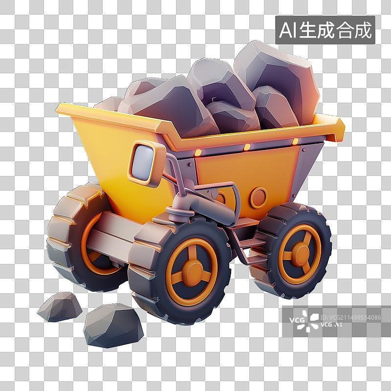 【AI数字艺术】三维卡通矿车素材图片素材