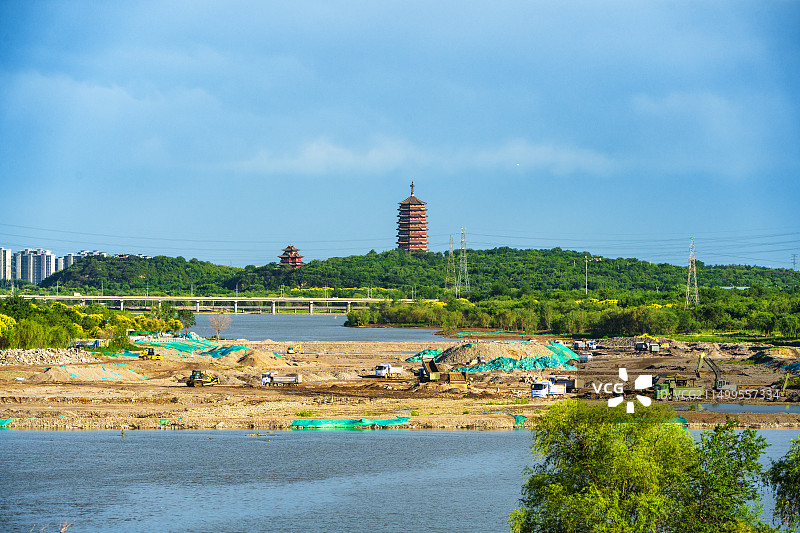 北京段永定河河道水毁修复工程图片素材