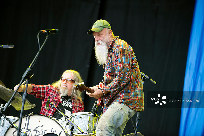 2015年7月11日，Seasick Steve在斯特拉撒伦城堡公园音乐节主舞台上表演图片素材