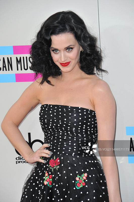 凯蒂·佩里亮相2013年全美音乐奖颁奖典礼，洛杉矶诺基亚剧院图片素材