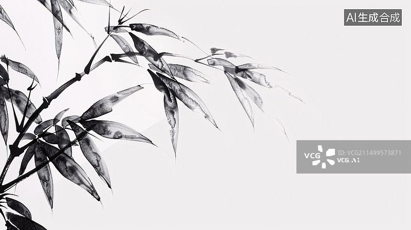 【AI数字艺术】中国风水墨风竹子背景装饰画诗意场景插图图片素材