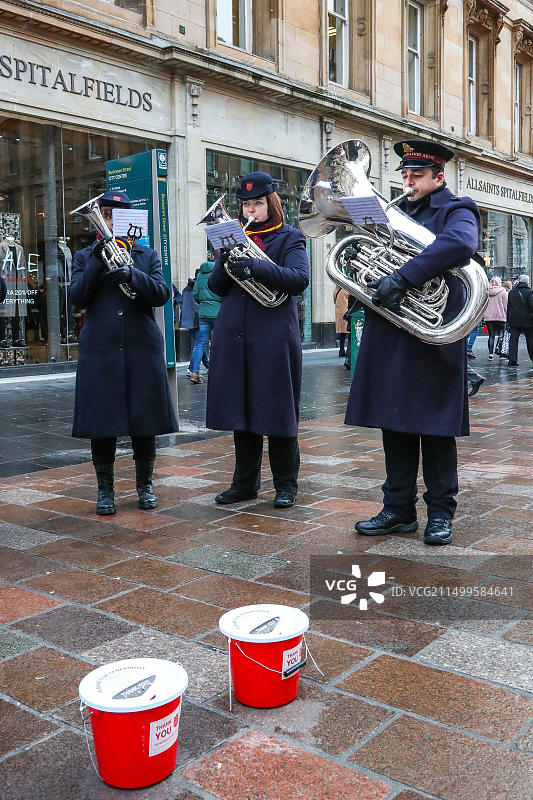 2019年圣诞节前夕的格拉斯哥市中心购物景象，英国图片素材