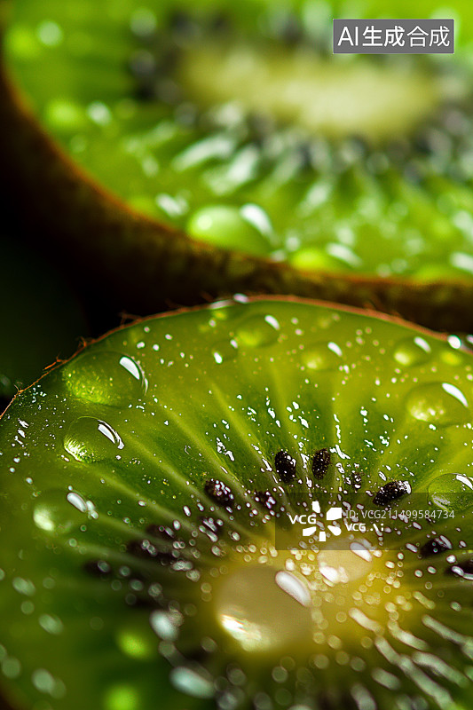 【AI数字艺术】水果猕猴桃切片特写图片素材