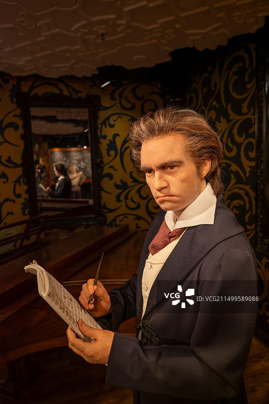 德国柏林杜莎夫人蜡像馆的路德维希·凡·贝多芬蜡像图片素材