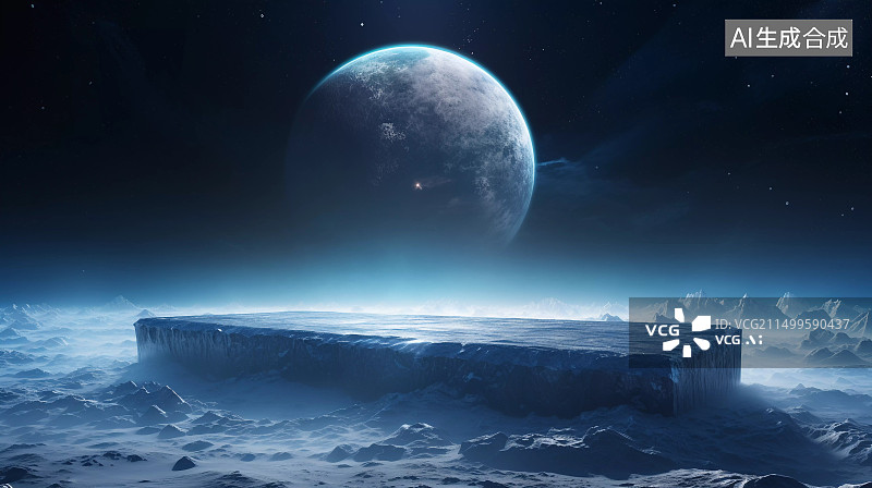 【AI数字艺术】太空星球科技产品展台图片素材