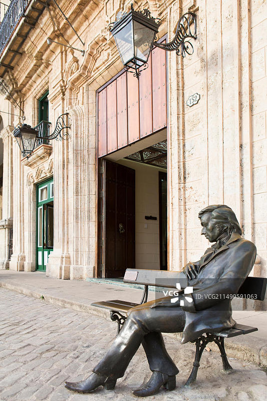 古巴哈瓦那老城联合国教科文组织世界遗产弗雷德里克·肖邦雕像图片素材