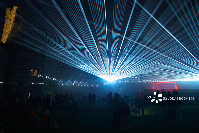 激光灯光秀，卡那封城堡图片素材