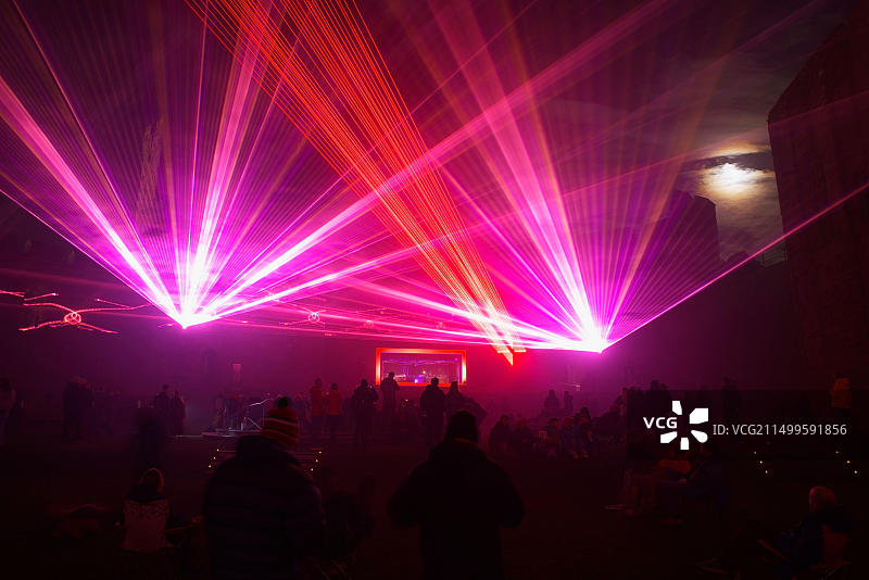 激光灯光秀，卡那封城堡图片素材