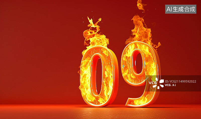 【AI数字艺术】红色背景下发光字母的特写镜头图片素材