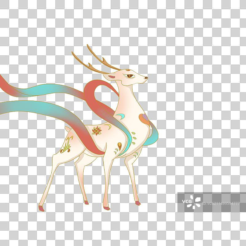国风九色鹿图片素材