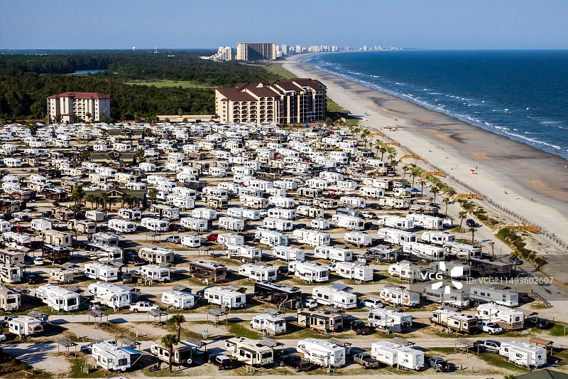 南卡罗来纳州默特尔比奇房车旅行公园鸟瞰图图片素材