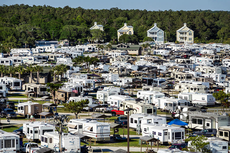 南卡罗来纳州默特尔海滩房车旅行公园空中俯瞰图片素材