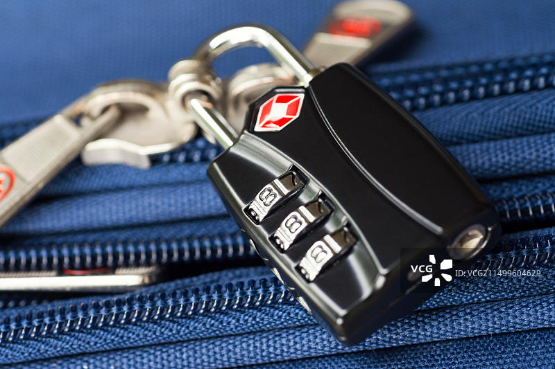 旅行海关行李锁，行李箱密码挂锁，TSA认证图片素材