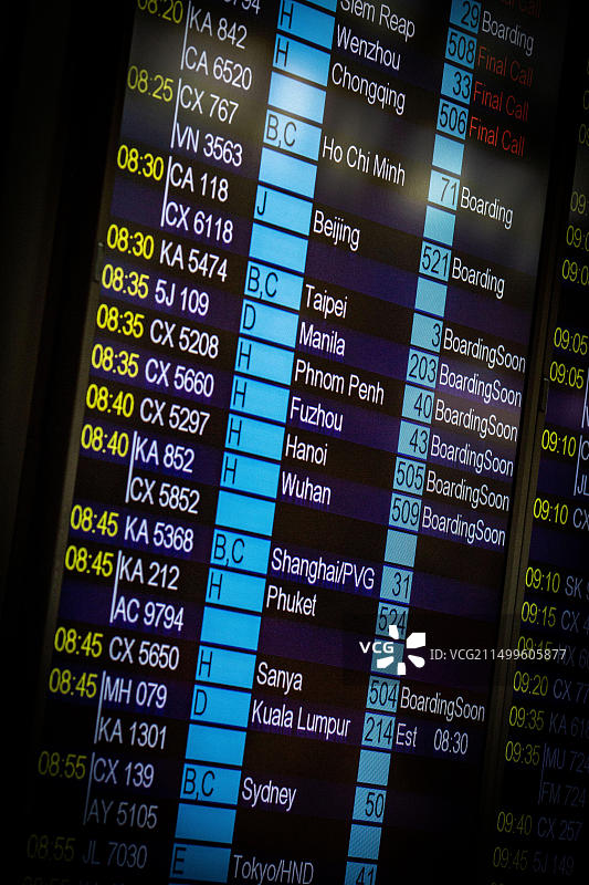 中国香港机场：航班出发信息图片素材